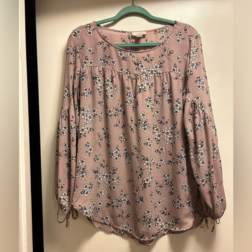 LOFT Mauve Floral Blouse